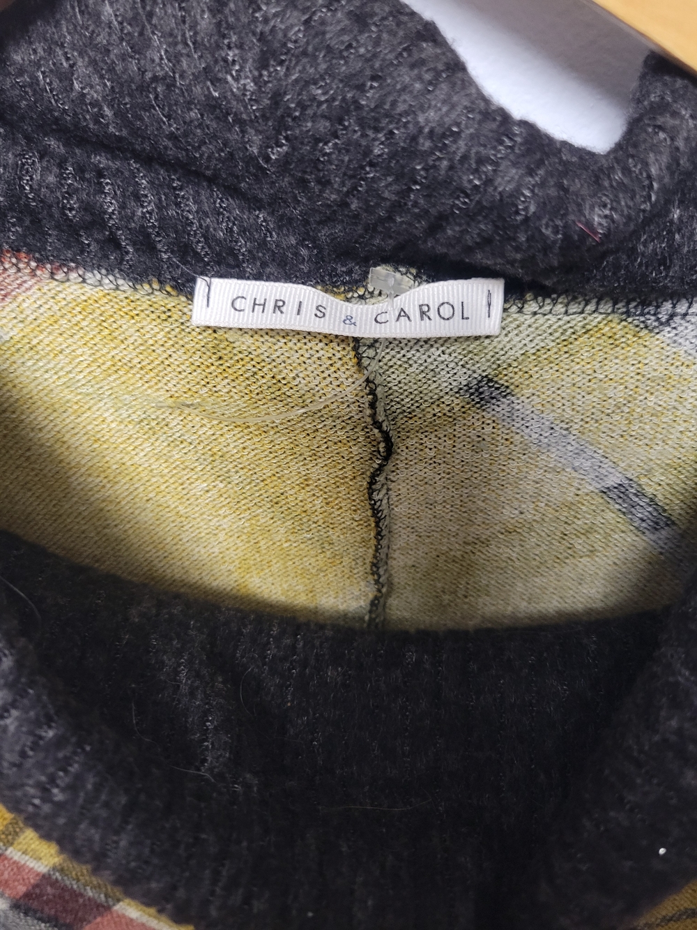 Chris & Carol Plaid Cowl Neck Pancho Sweater - Picture 4 of 4
